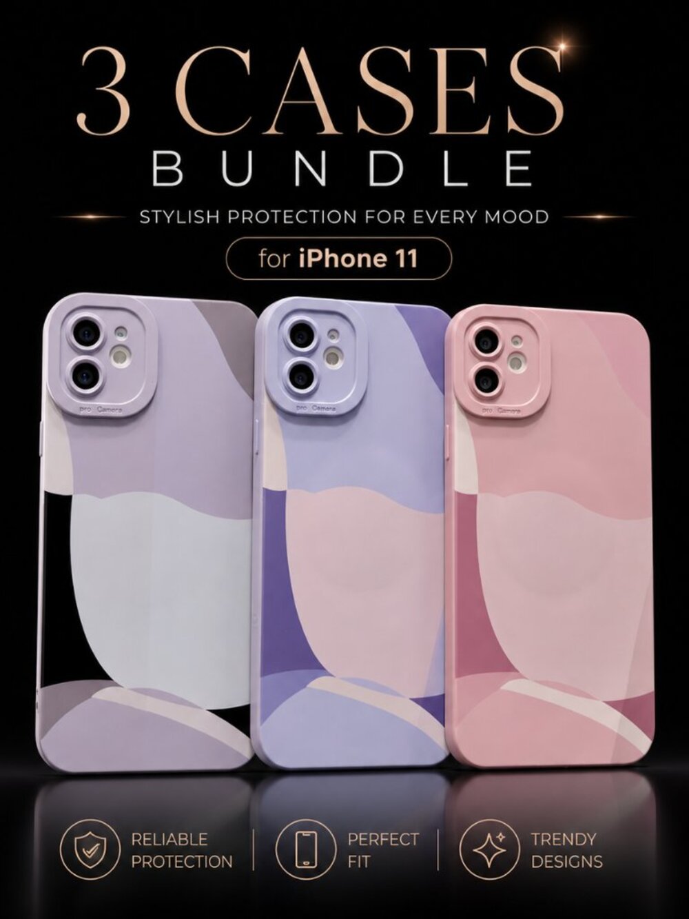 iPhone 11 Case Bundle (3 Designs) – Stylish Protection Set